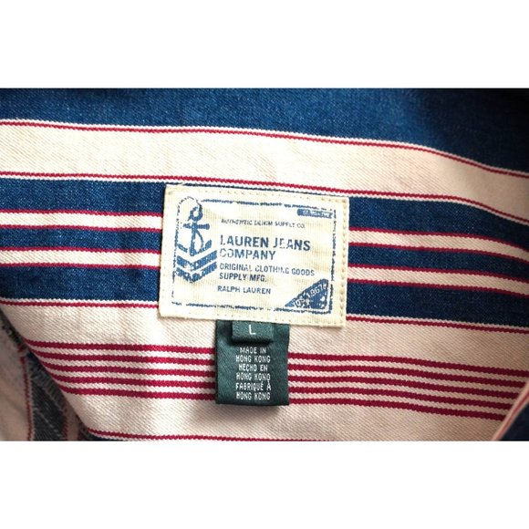 Striped Denim Jacket, Ralph Lauren Jeans Company, Red Off White and Blue Denim - Picture 10 of 10